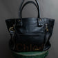 "Chloe" Eclipse series logo engraved leather tote bag