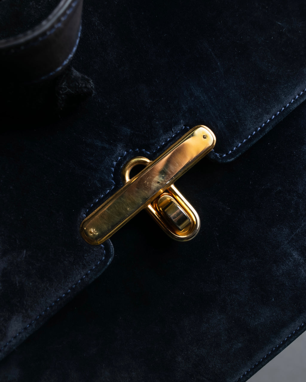 "GUCCI" Dark navy suede leather shoulder bag