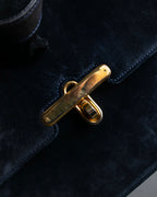 "GUCCI" Dark navy suede leather shoulder bag