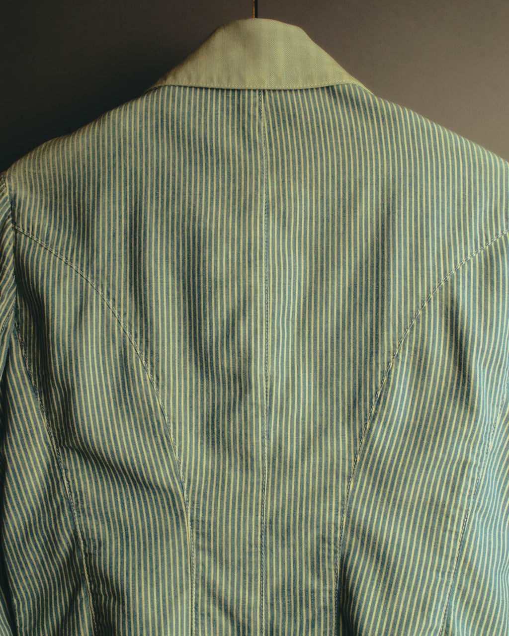 -SPECIAL- "Ralph Lauren" 00's Hickory stripe cotton double-breasted marine jacket