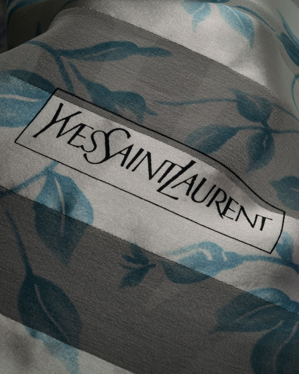 “Yves Saint Laurent” 80’s-90’s Sheer stripe floral silk scarf