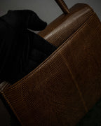 "YVES SAINT LAURENT" Flap design lizard embossed leather hand bag