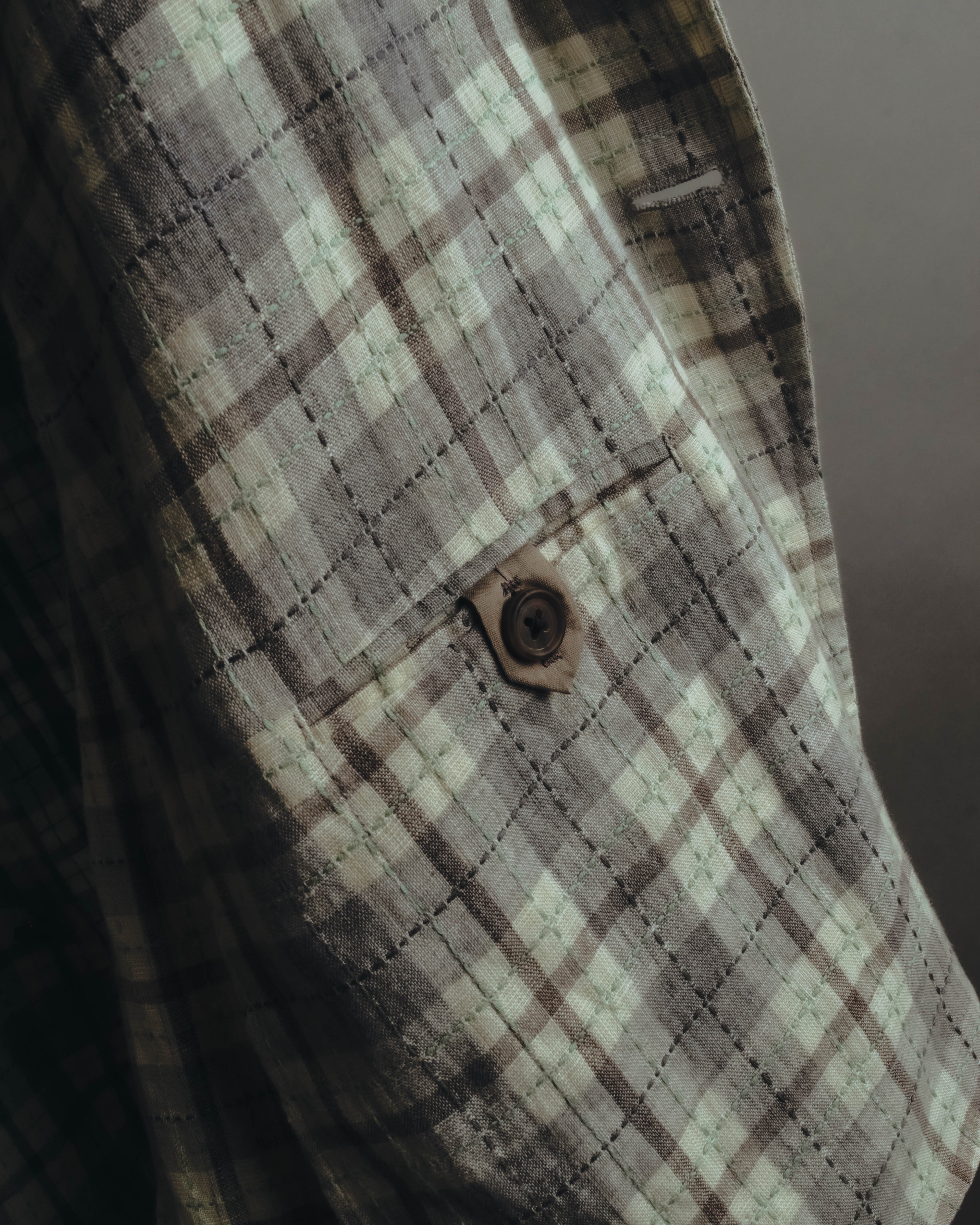 -SPECIAL- "Hermès" 10's Textured linen blend check blazer