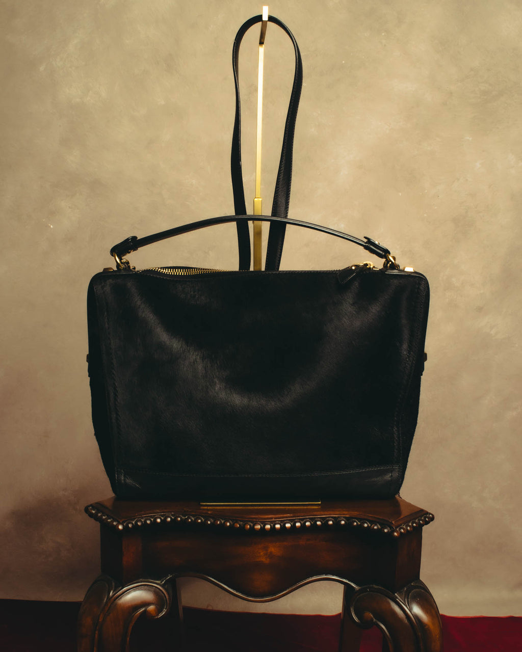 "Salvatore Ferragamo" 90's-00's Textured calf hair shoulder bag