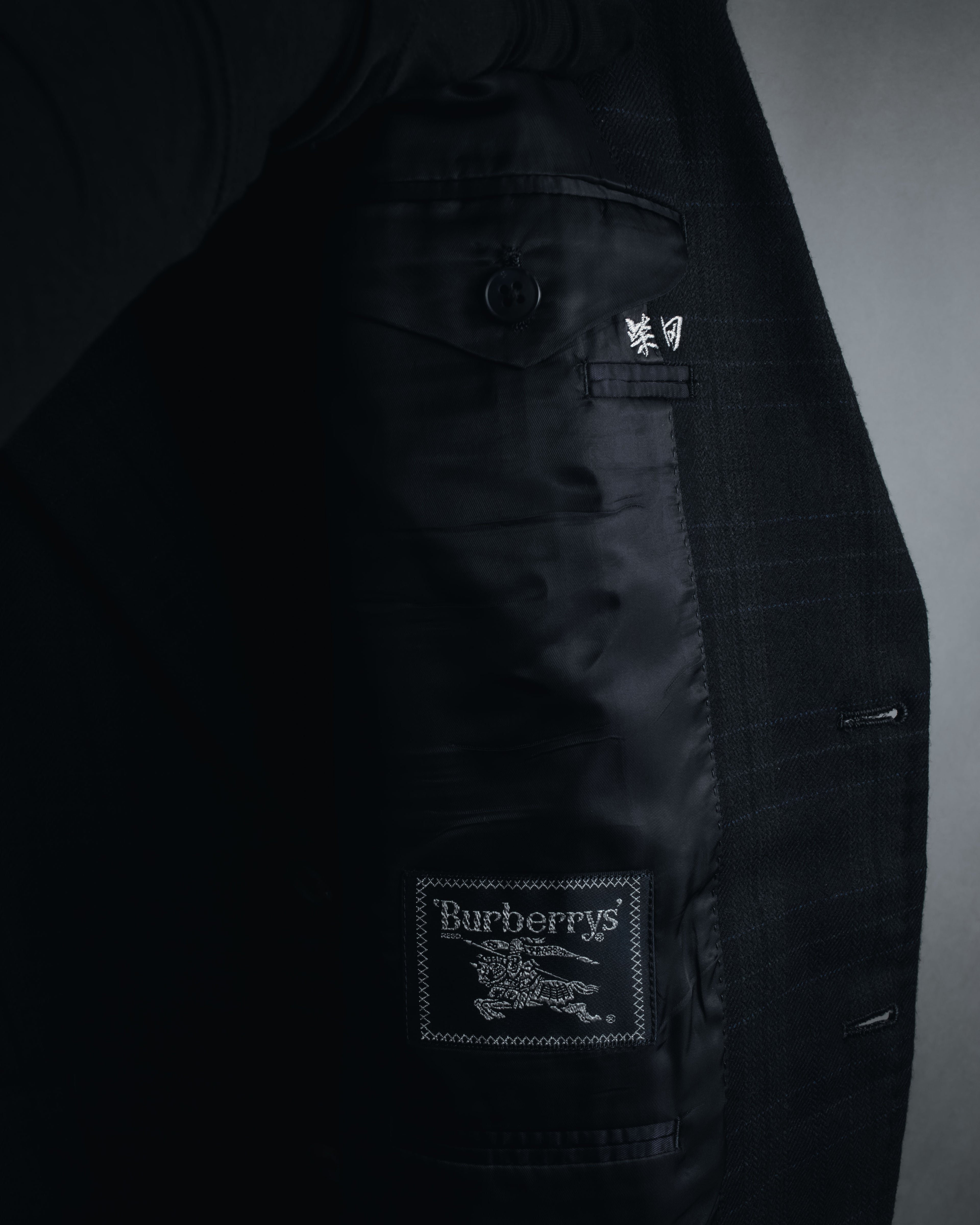 "Burberrys" 90’s dark check wool cashmere blend tailored jacket