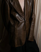 "GUCCI" Oversized calf leather tailored jacket