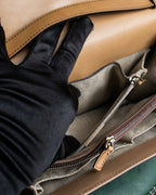 "GUCCI" Duilio brogue brown leather shoulder bag