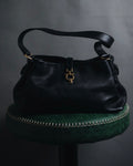 “Salvatore Ferragamo” Pebbled leather gancini hobo shoulder bag