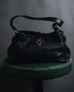 “Salvatore Ferragamo” Pebbled leather gancini hobo shoulder bag