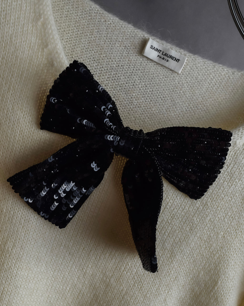 "Saint Laurent" Sequin ribbon design shoulder structure knit