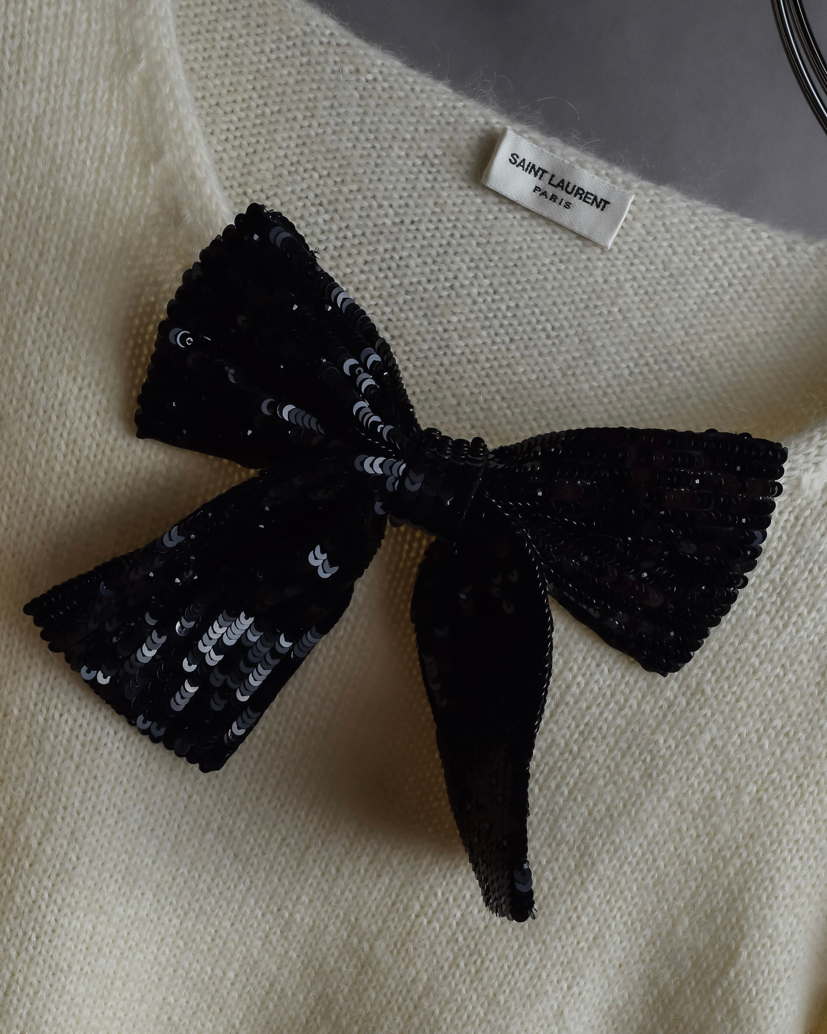 "Saint Laurent" Sequin ribbon design shoulder structure knit