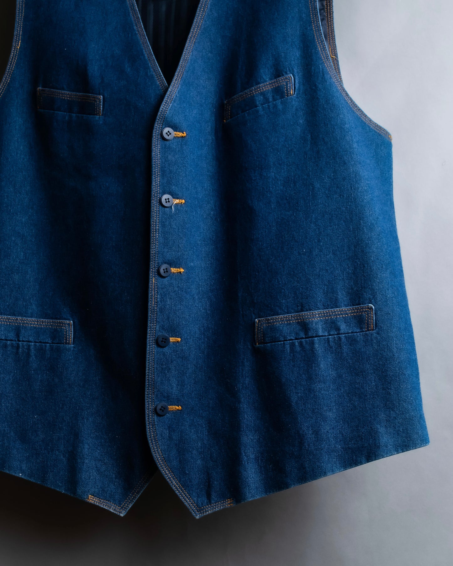 "Vintage stitch design denim vest"