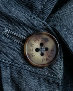 "HERMES" 90's Military detail linen long shirt dress