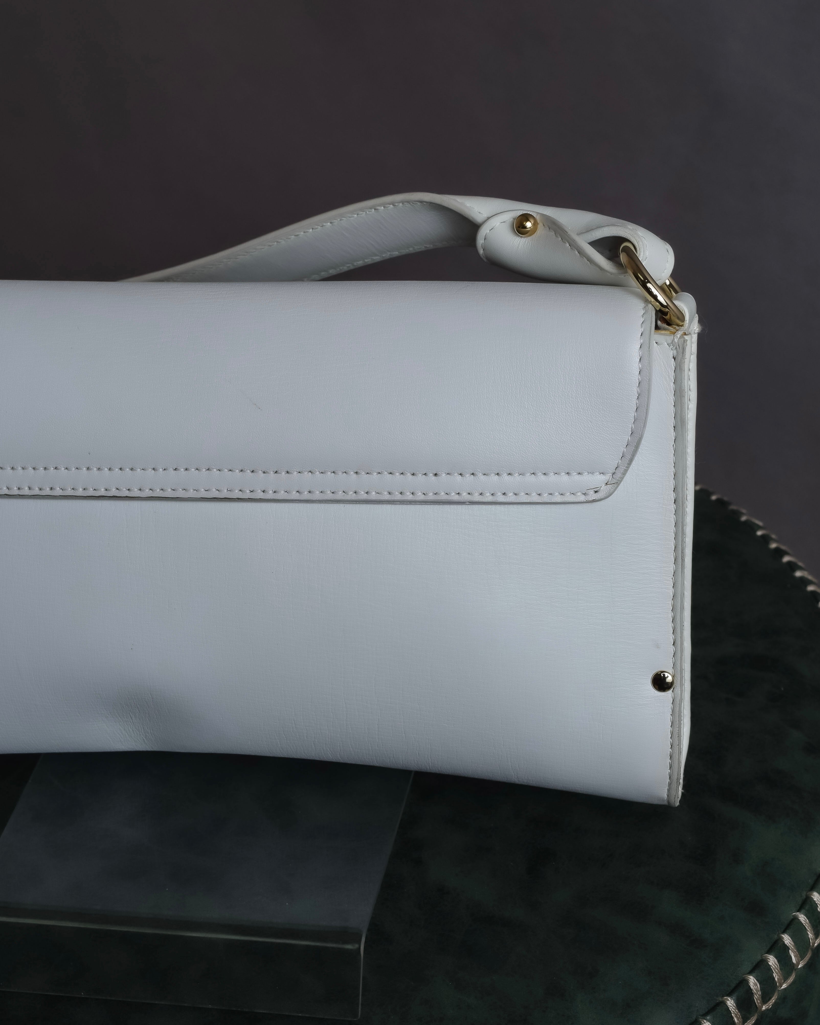"Salvatore Ferragamo" Gancini motif structured white leather bag