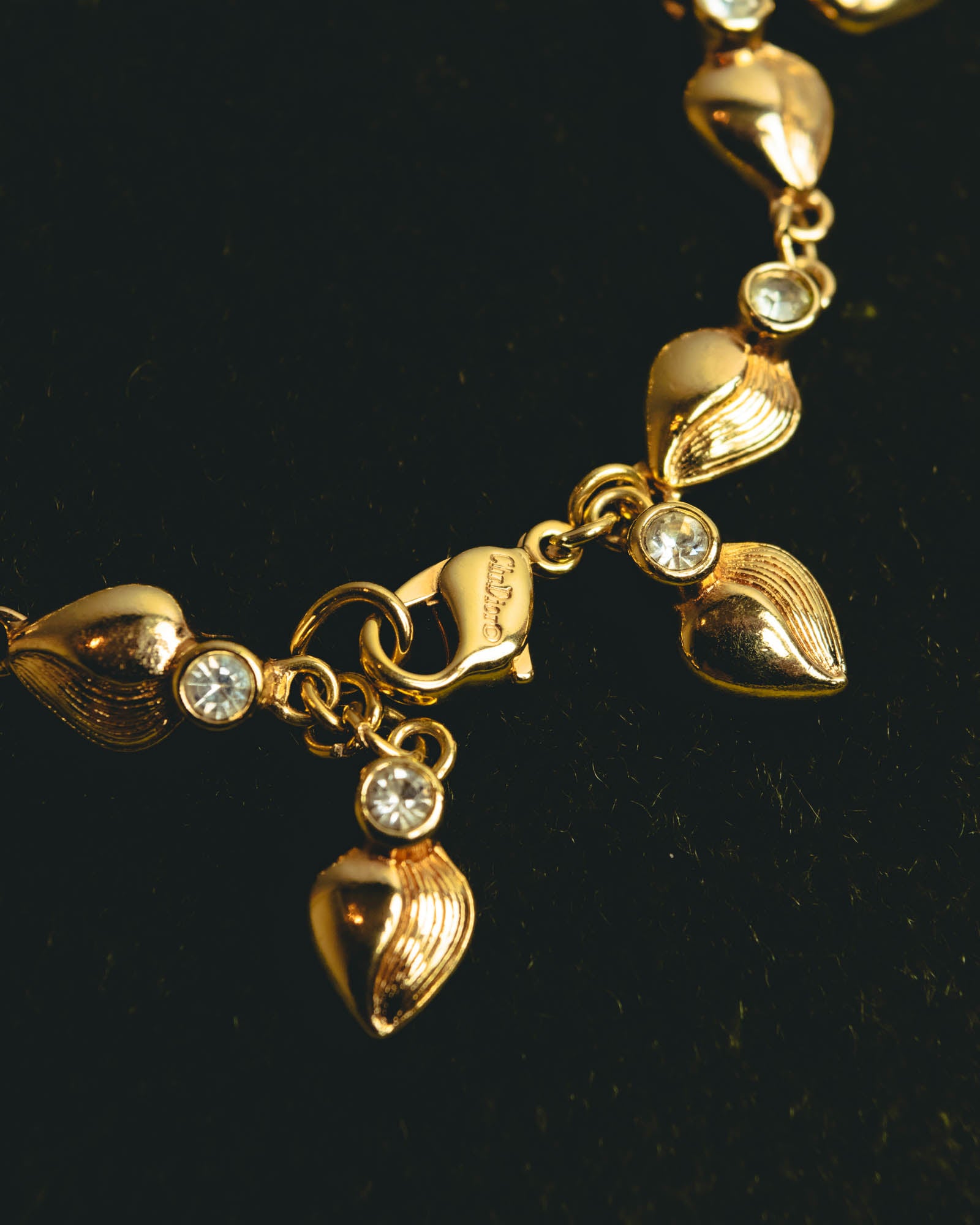 "Christian Dior" 80's-90's Sculptural leaf charm bracelet