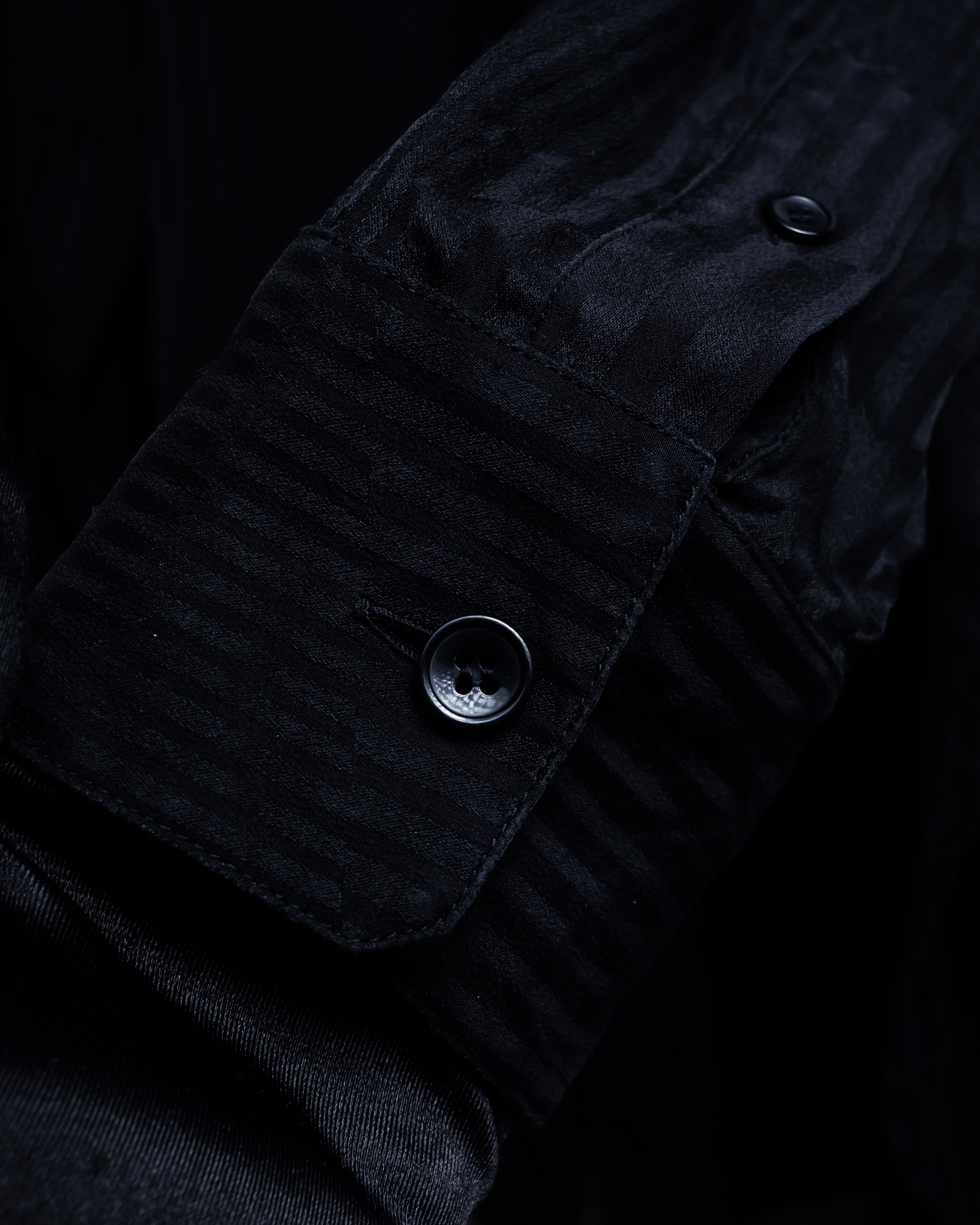 "Saint Laurent Paris" Jacquard pattern silk black shirt