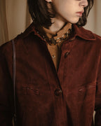 -SPECIAL- "GUCCI" 70’s Suede leather round collar coat