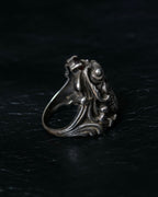 “Vintage” Beetle motif stone decorated silver ring