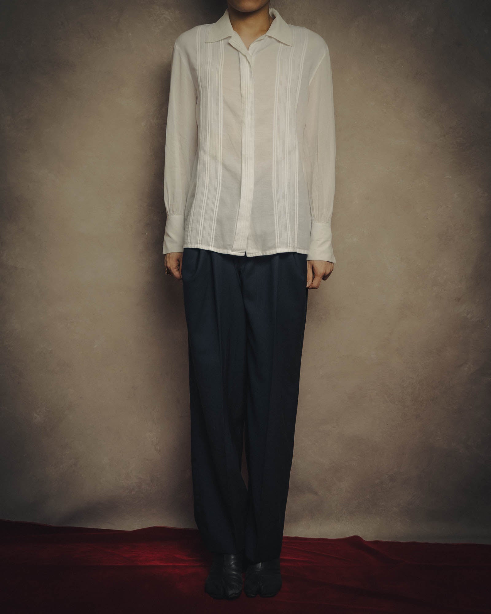 -SPECIAL- “Christian Dior” 90’s-00’s pleated bib dress shirt