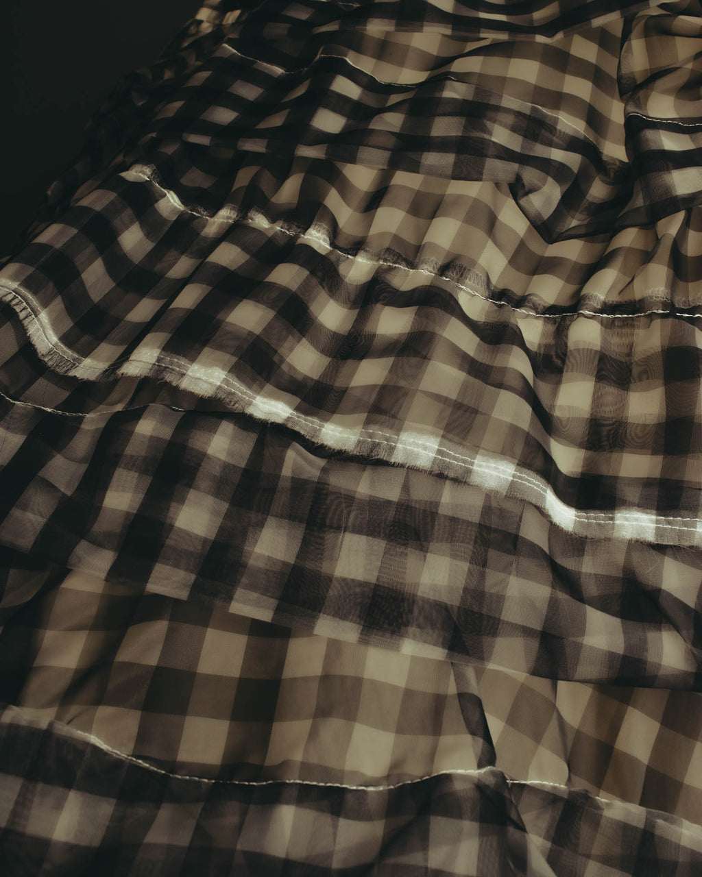 -SPECIAL- "tricot COMME des GARÇONS" 07SS Gingham check sheer tiered ruffle skirt