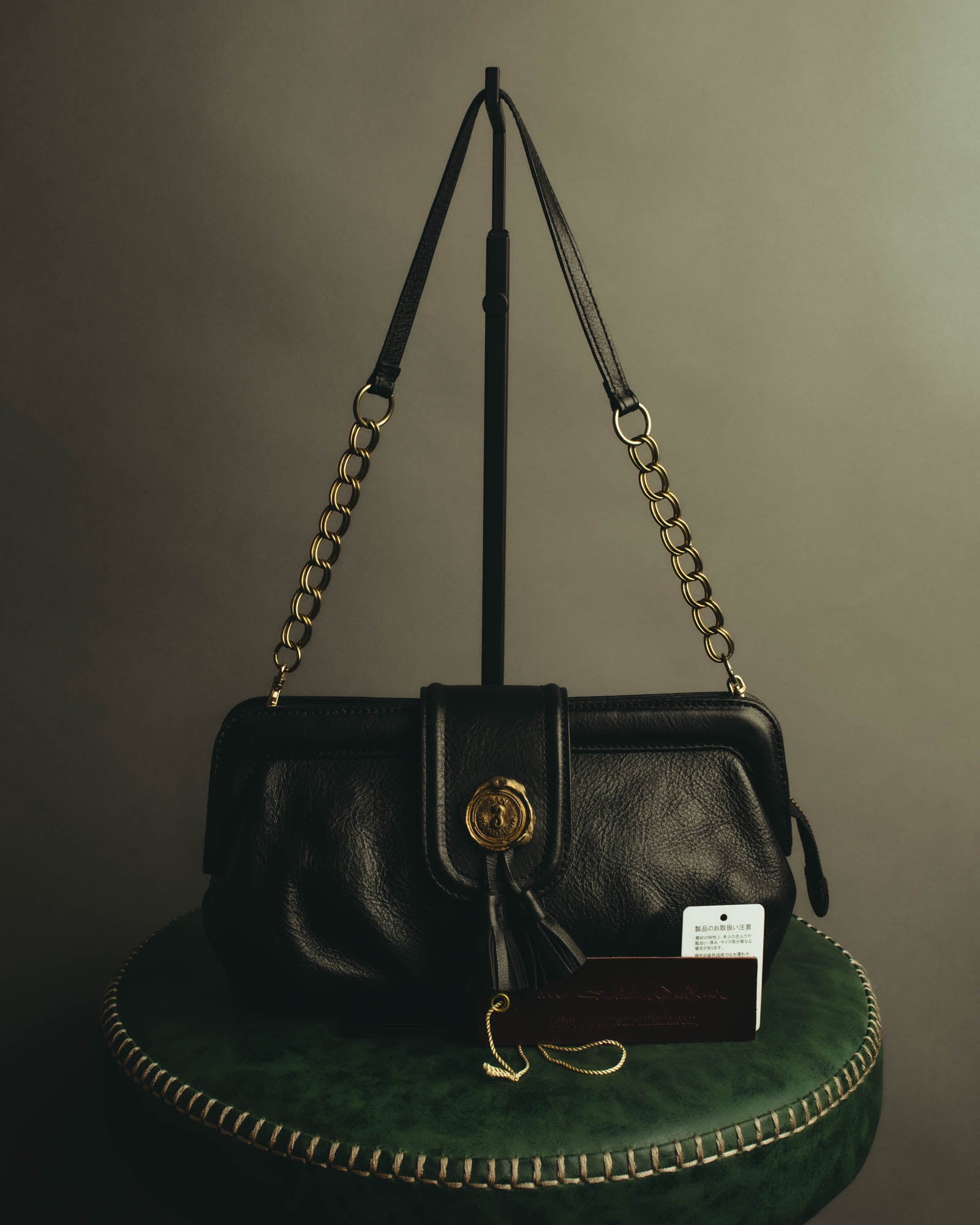 “SAN HIDEAKI MIHARA” 2000’s-2010’s black leather chain shoulder bag