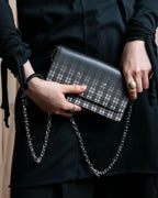 "MAISON MARGIELA" Check pattern gradient design chain shoulder leather wallet bag