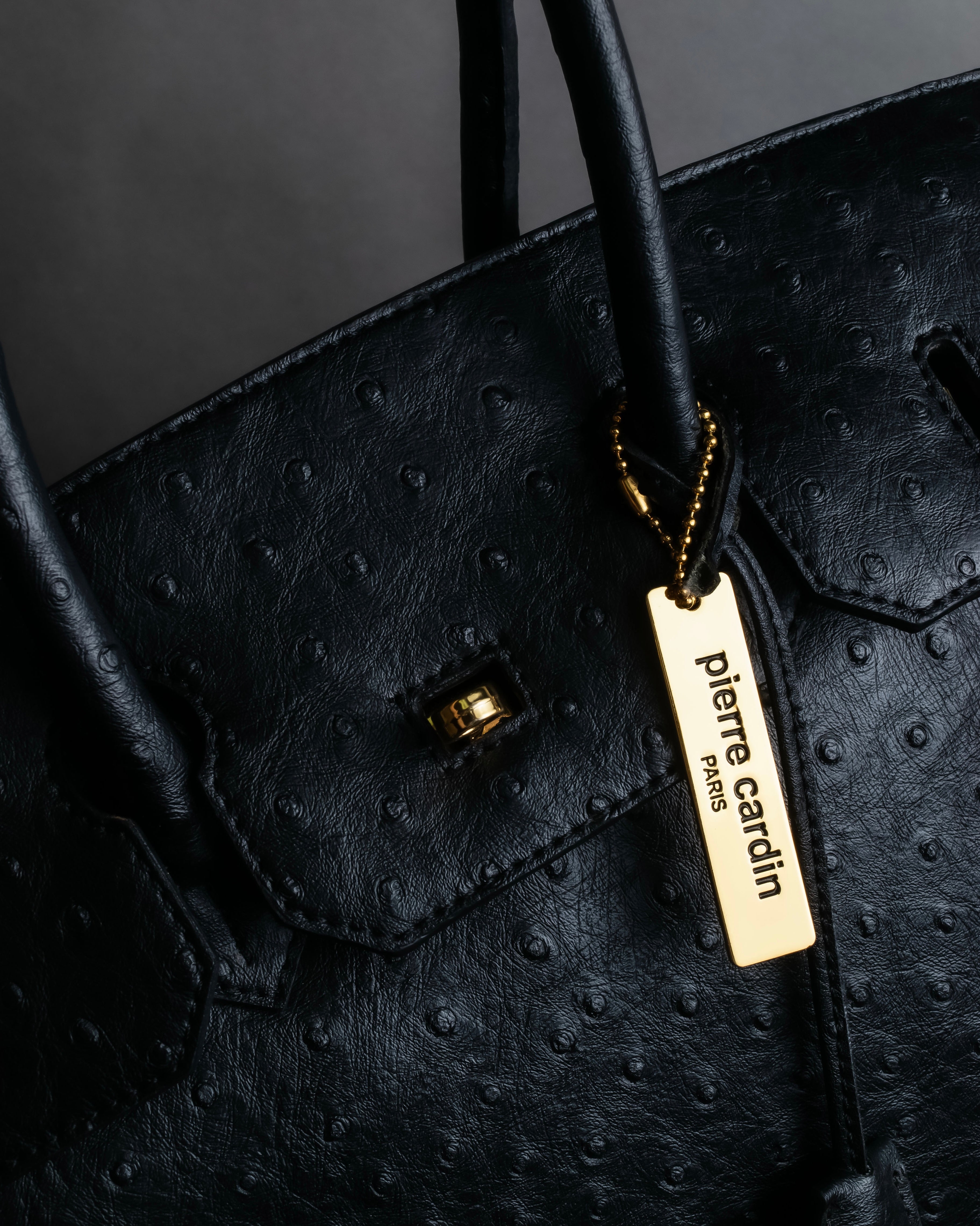 "Pierre Cardin" Turnlock design ostrich leather top handle bag