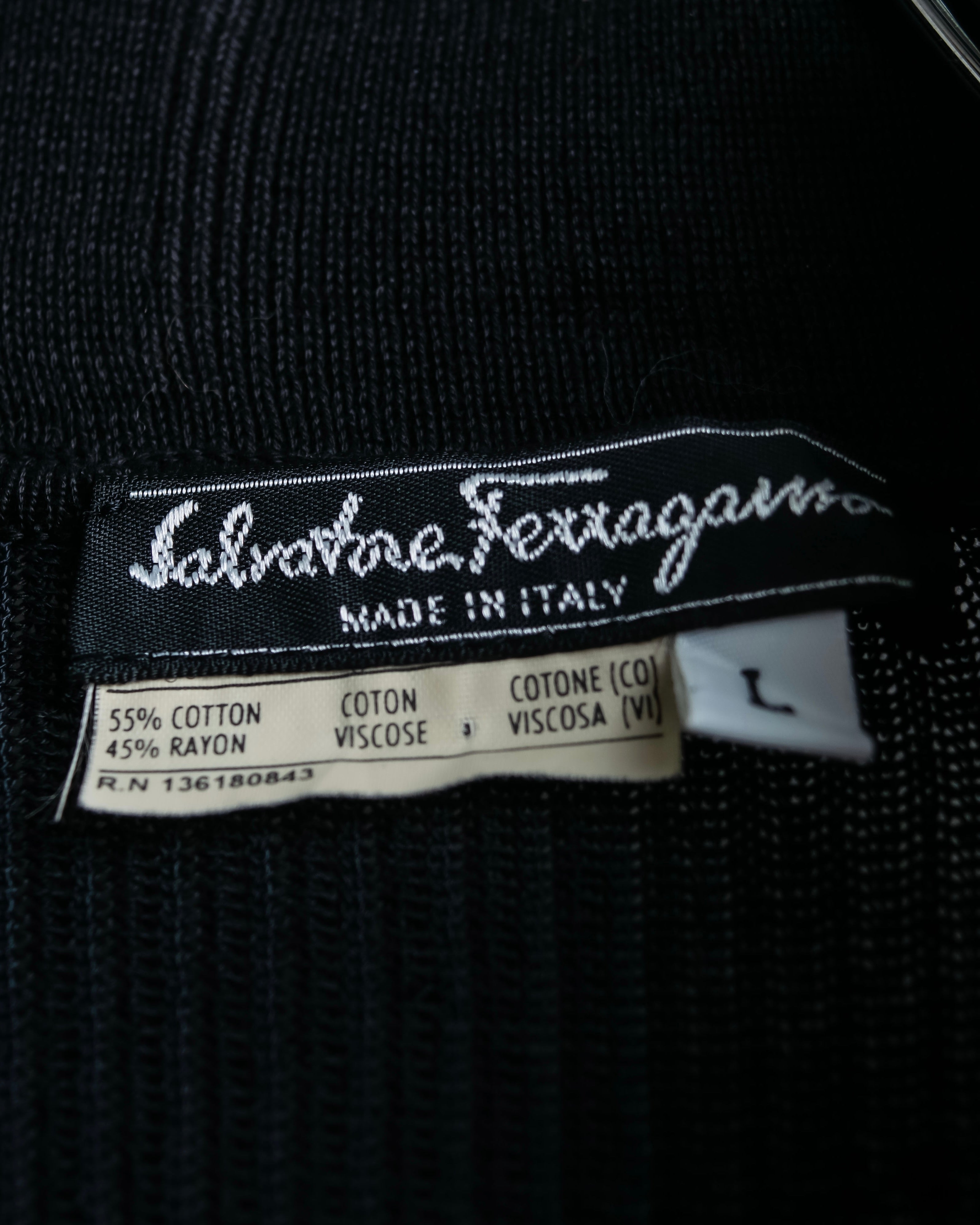 "Salvatore Ferragamo"Cotton x rayon summer knit shirt