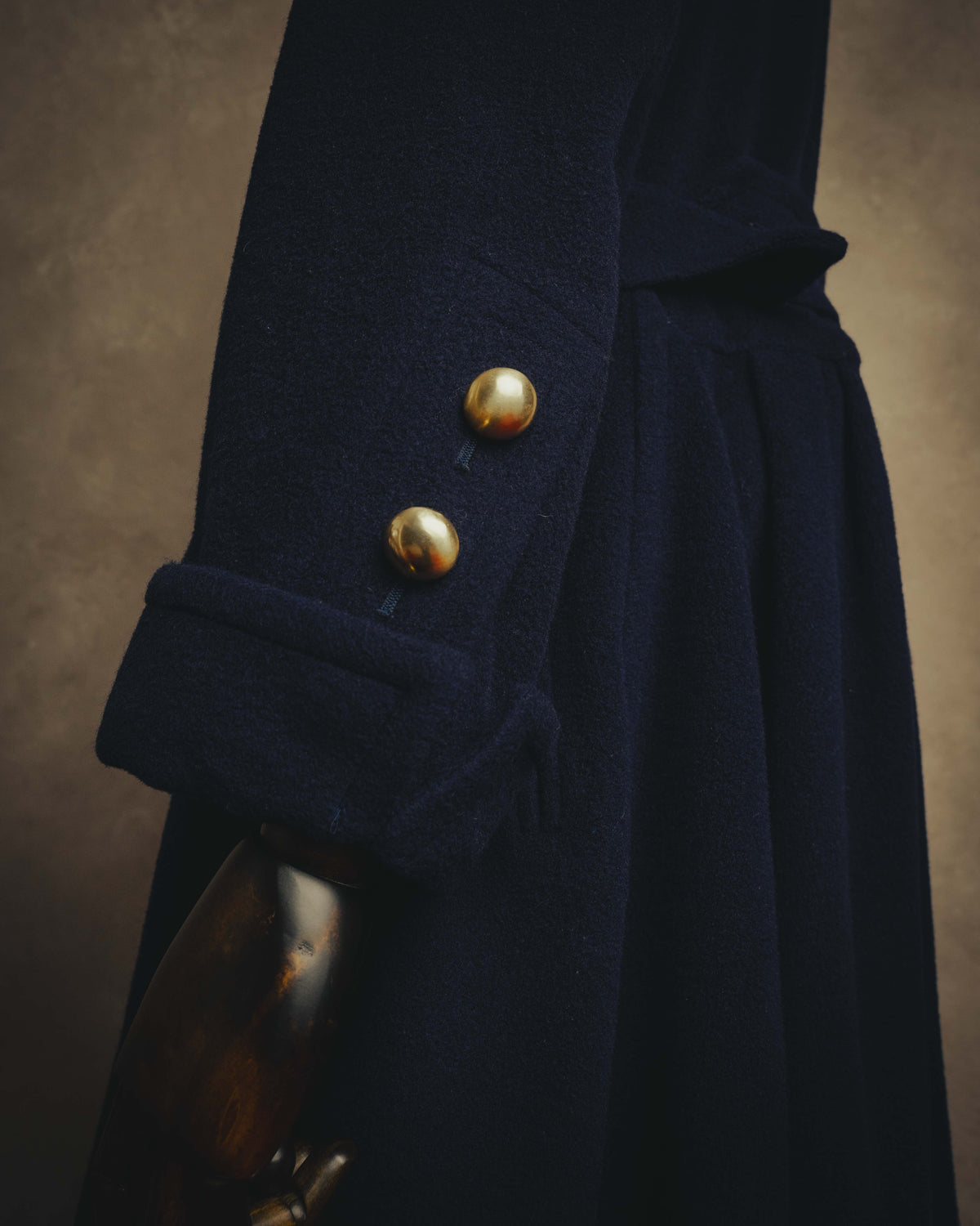 "Yves Saint Laurent" 80's-90's Gold-buttoned double-breasted wool coat