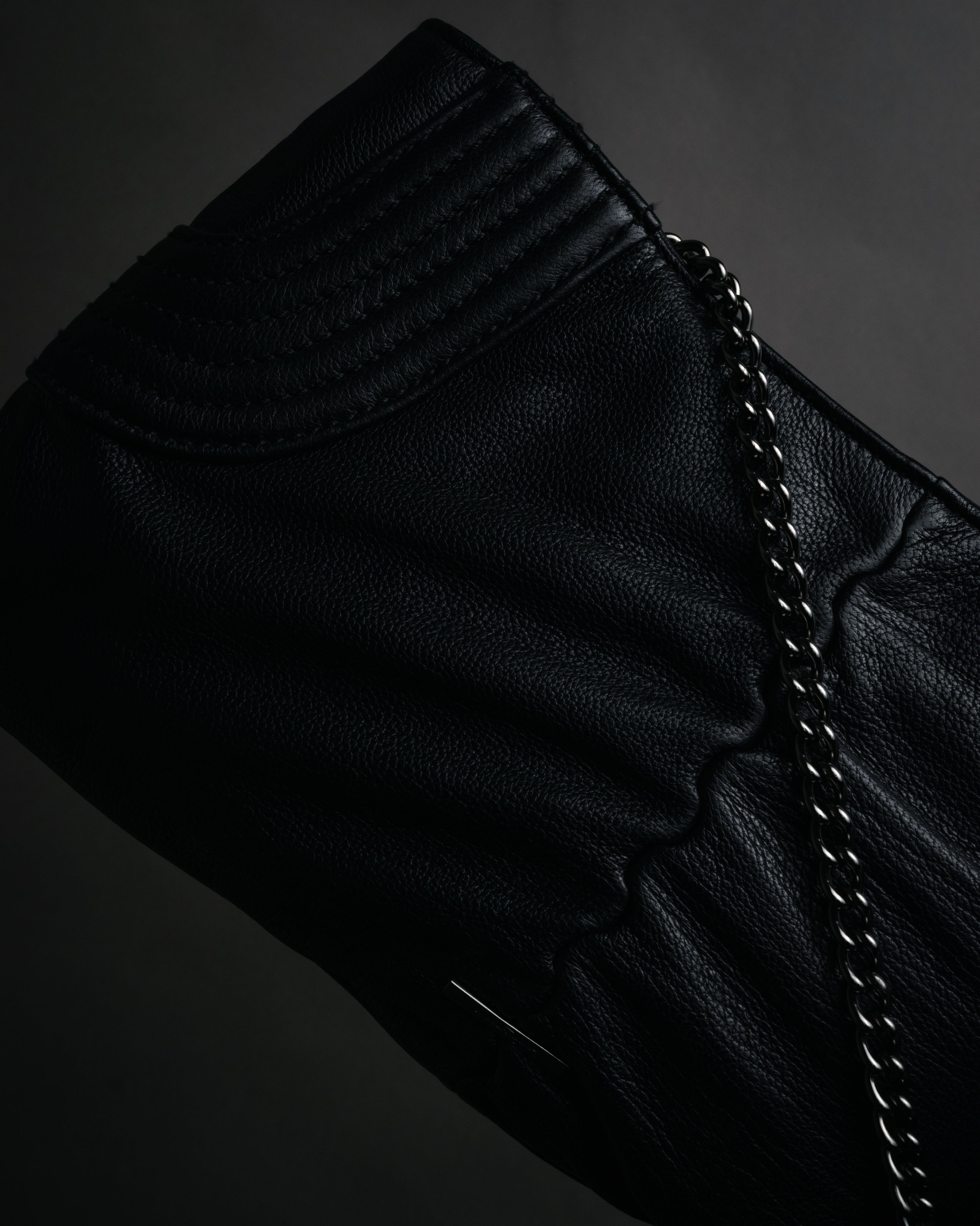 “Salvatore Ferragamo” 2000’s Gathered leather chain shoulder bag