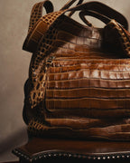 “Max Mara” 00’s-20’s crocodile-embossed 2way backpack