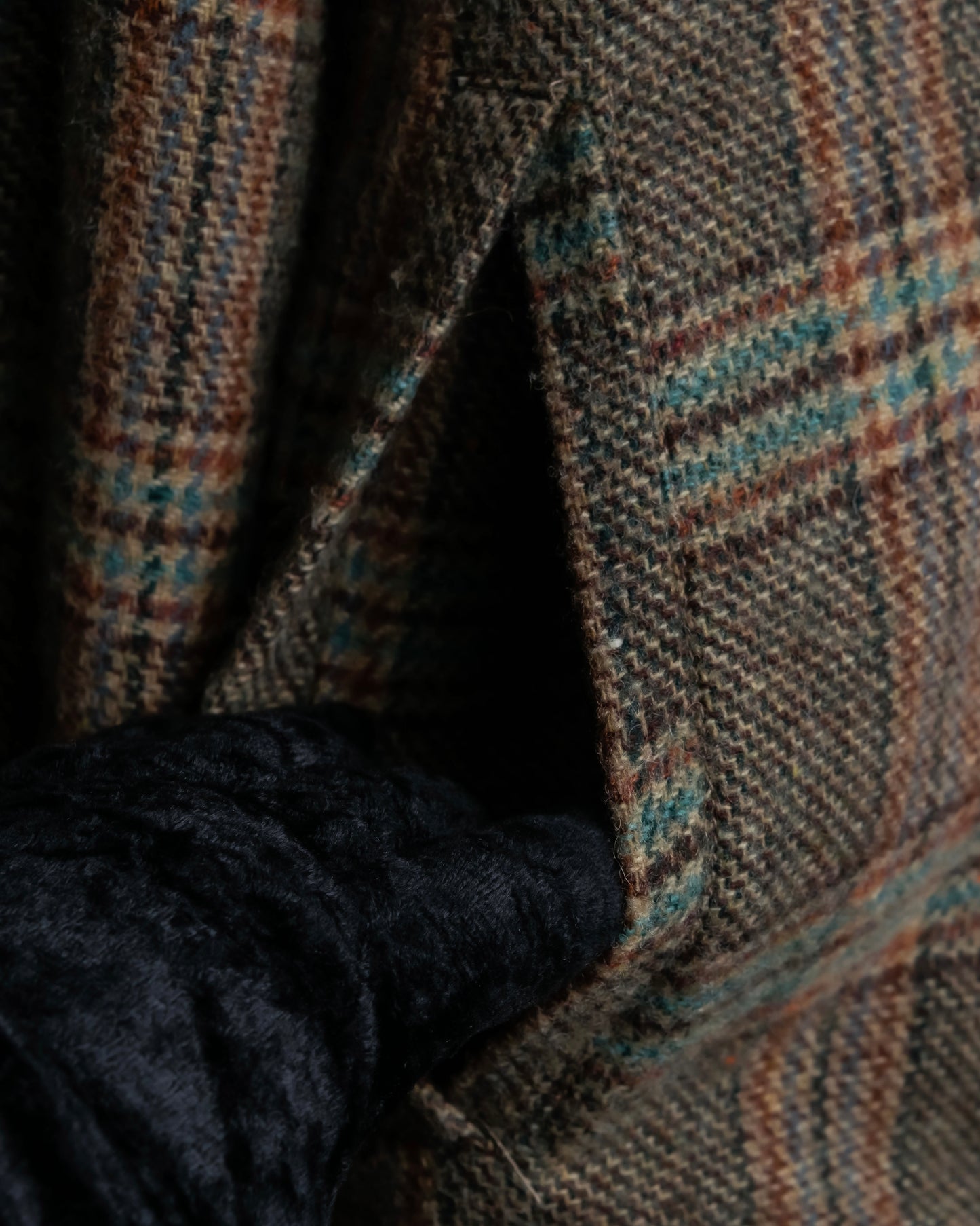 "ETRO" Multi-check pattern high neck ribbed knit blouson