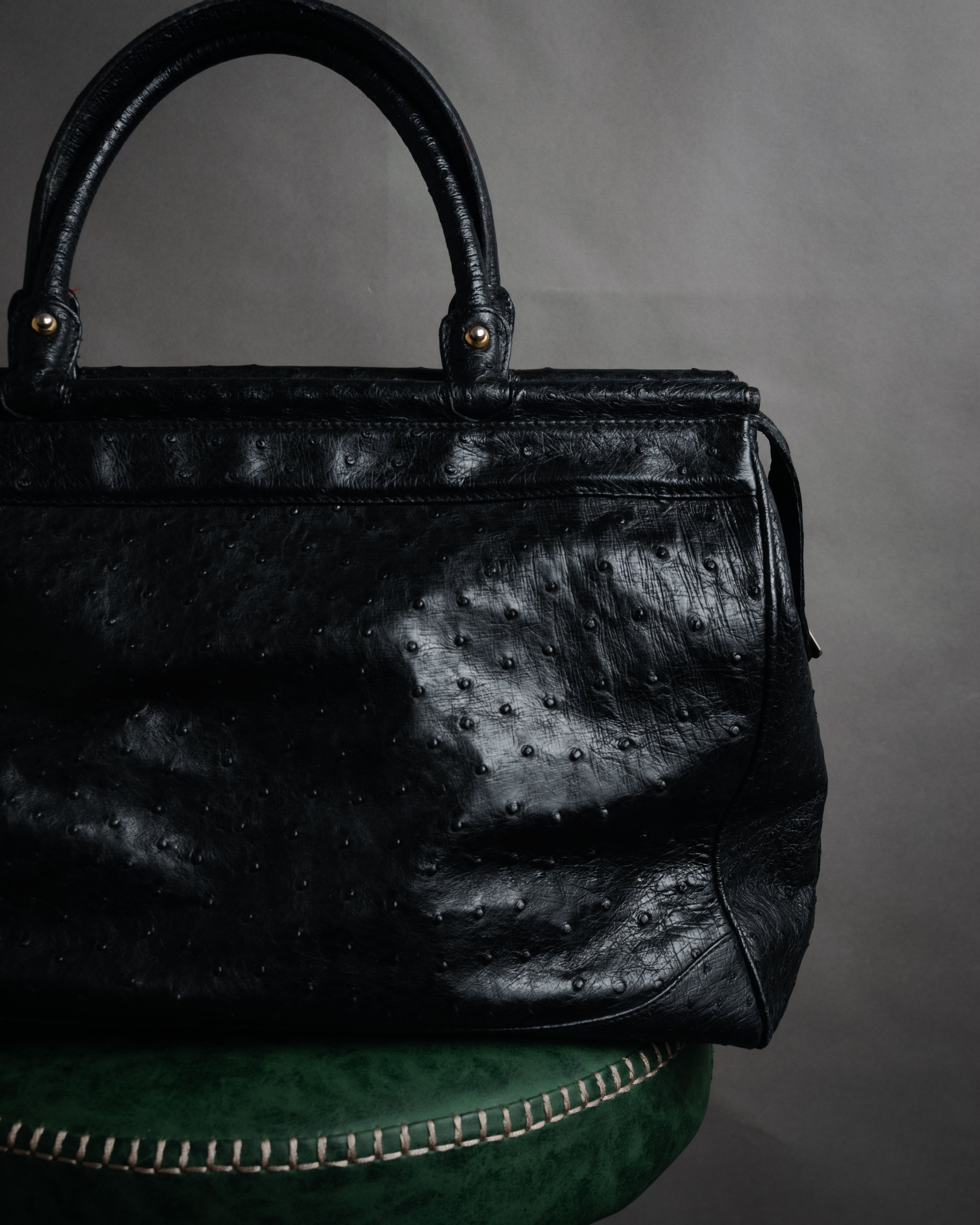 “pierre cardin” 80’s-90’s Ostrich leather structured doctor bag