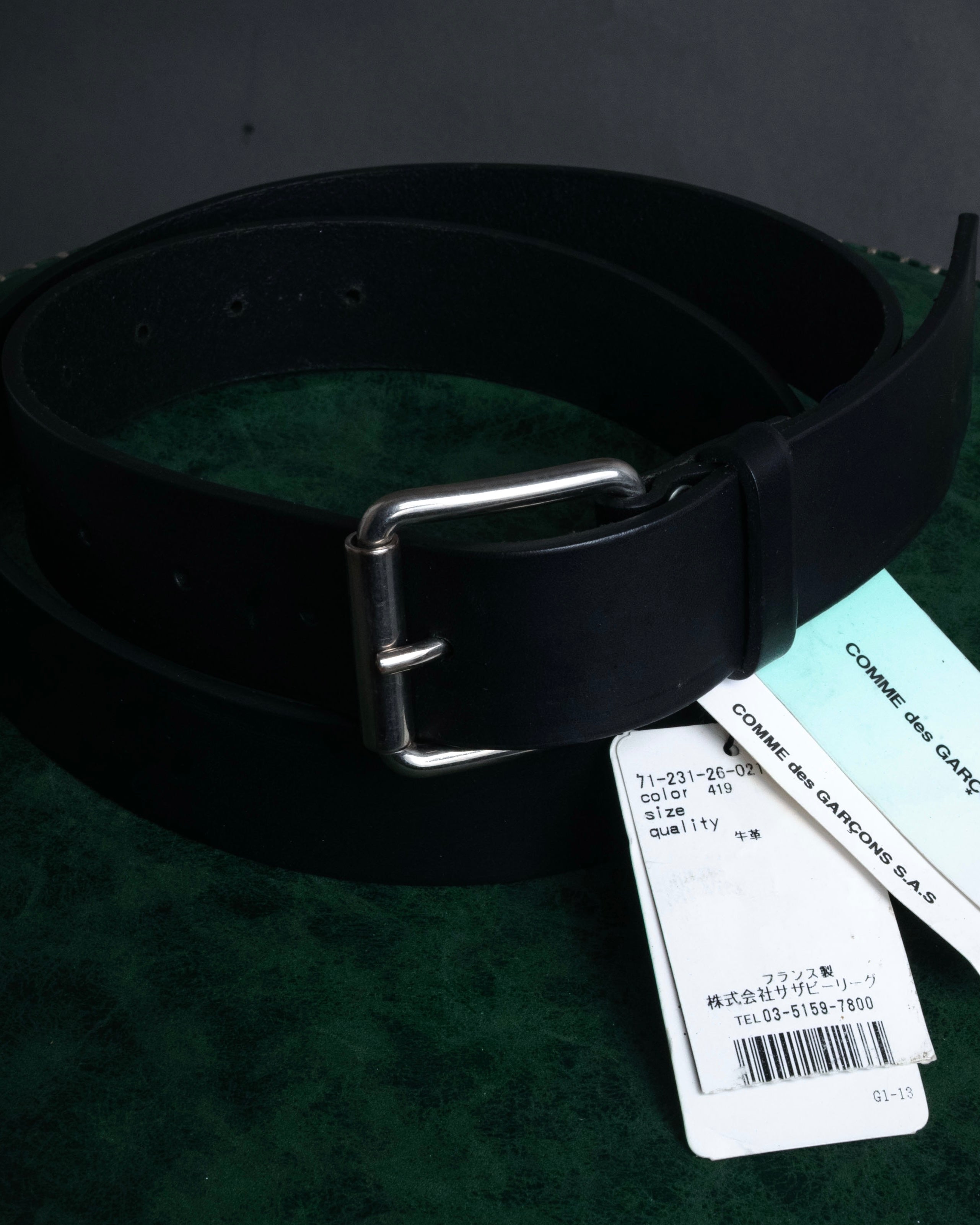 “COMME des GARCONS SHIRT” 00’s Minimal leather roller belt