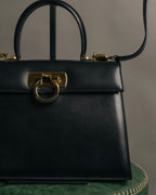 “Salvatore Ferragamo” 90’s-00’s Gancini top handle box calf bag