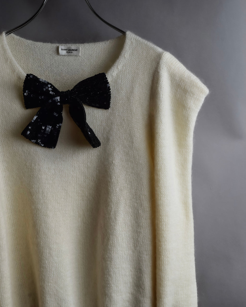 "Saint Laurent" Sequin ribbon design shoulder structure knit