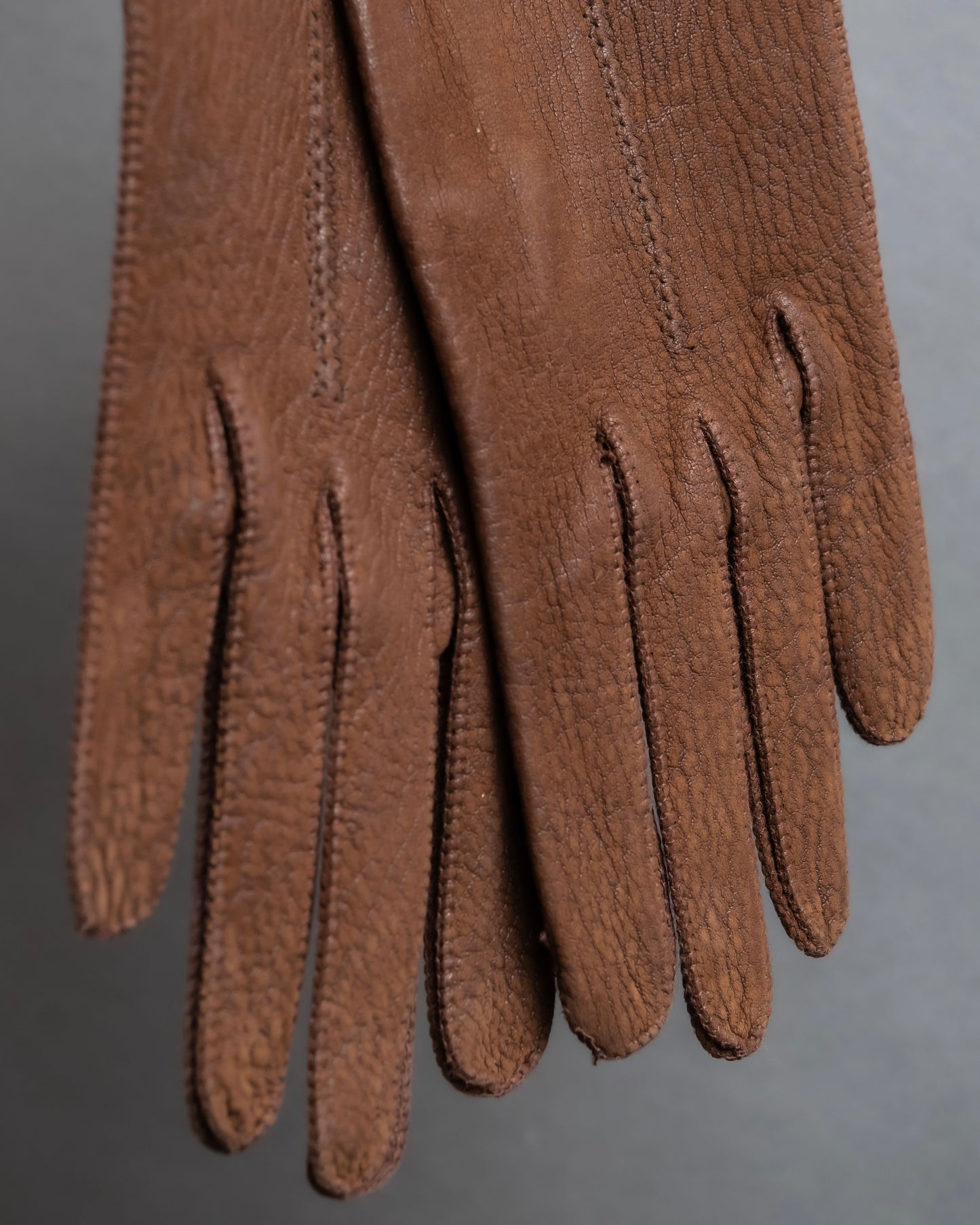 Vintage genuine leather camel brown gloves