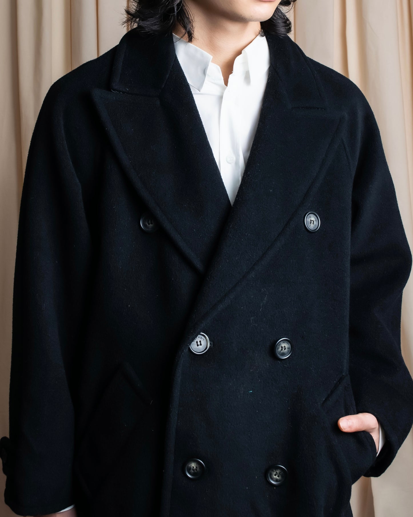 "Max Mara"  Large lapel double breasted melton chester coat