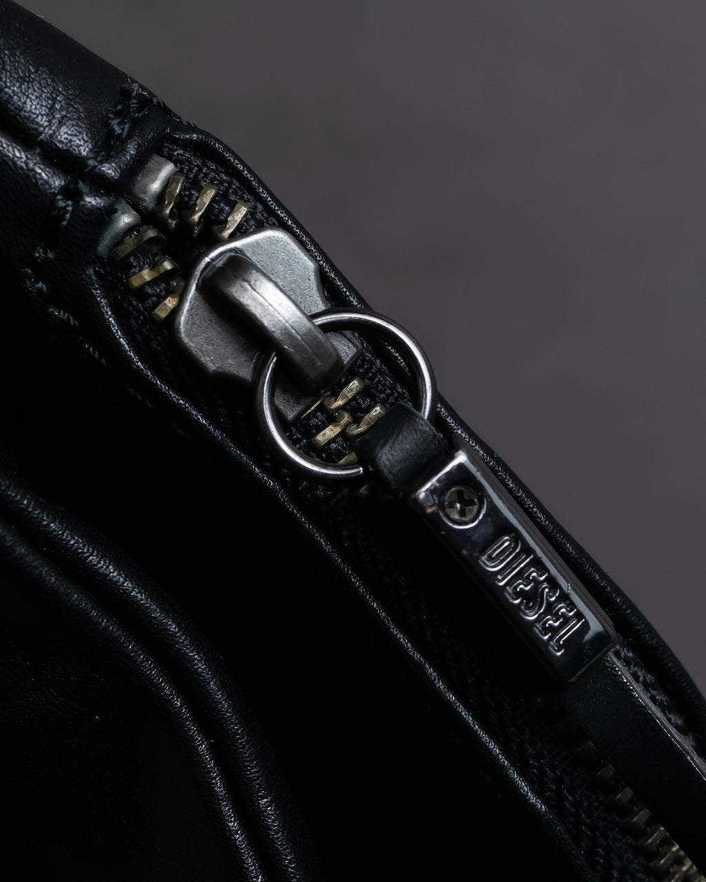 "DIESEL" Silver stud design leather one shoulder bag