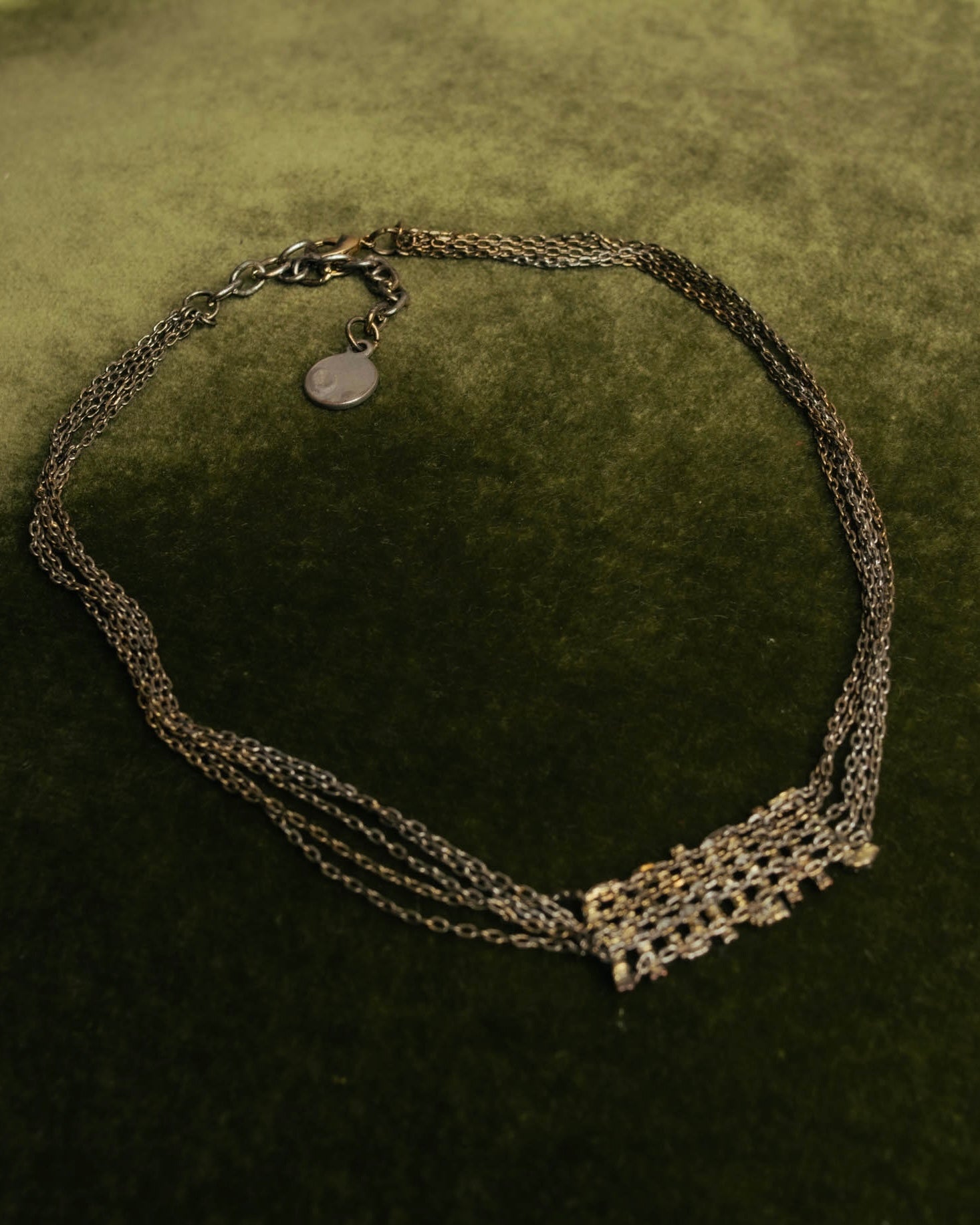 "Christian Dior" Rhinestone logo choker necklace