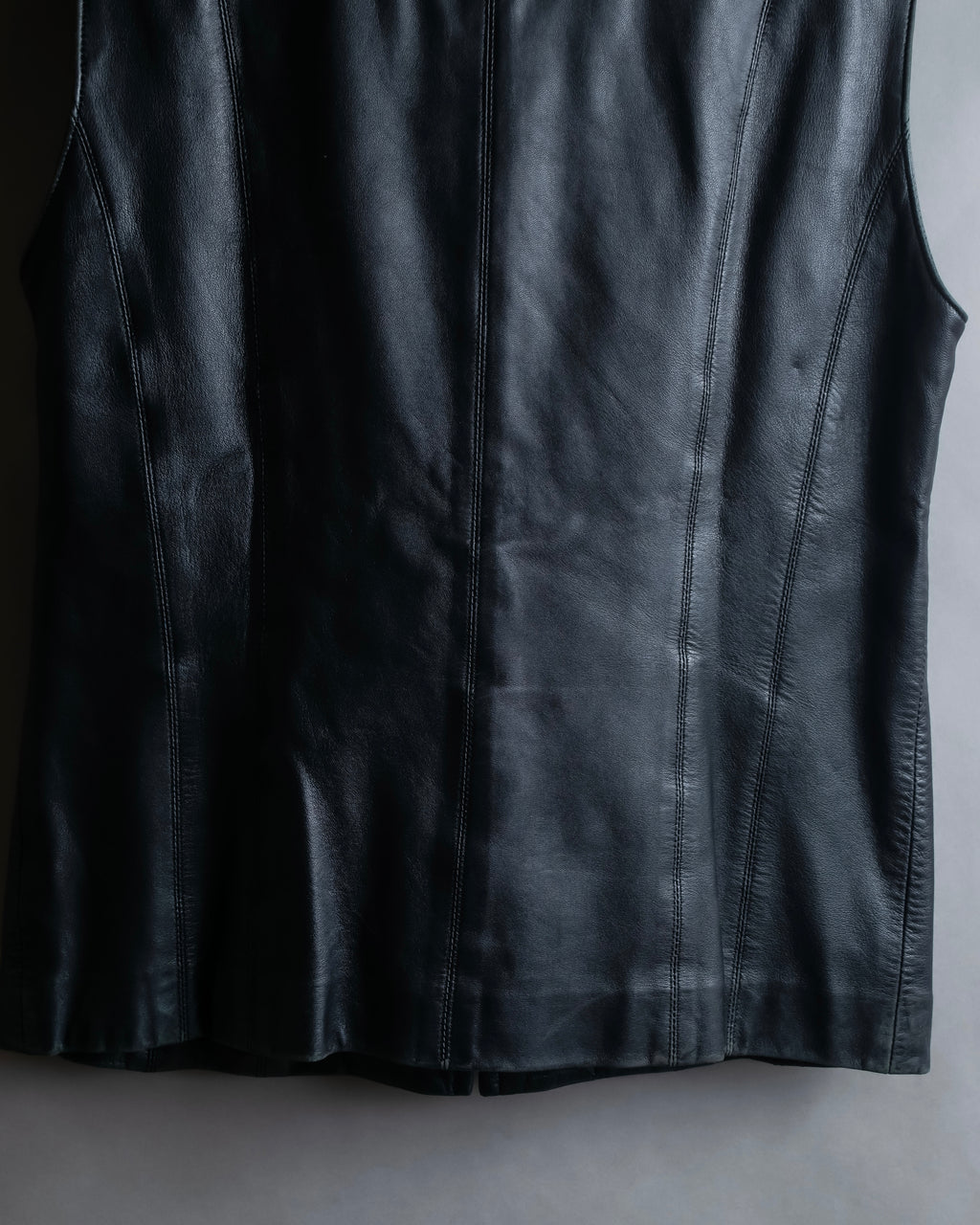 "BALMAIN" Braided detail lamb leather zip-up vest