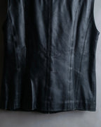 "BALMAIN" Braided detail lamb leather zip-up vest