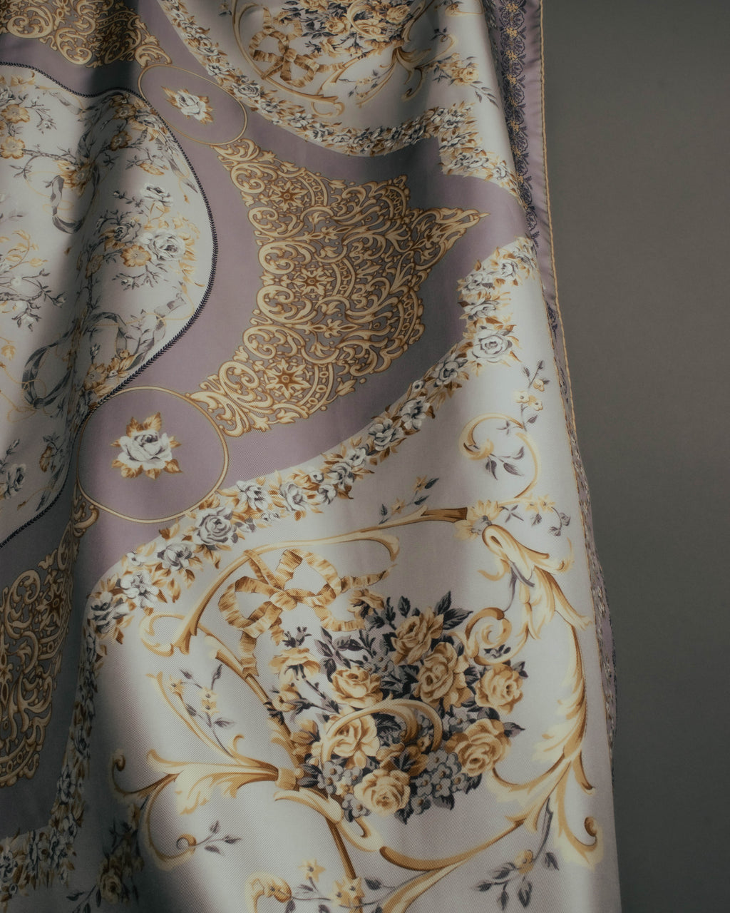 "Christian Dior" 80's-90's Elegant floral silk scarf