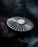 “Enasoluna” Flower motif marble stone silver ring