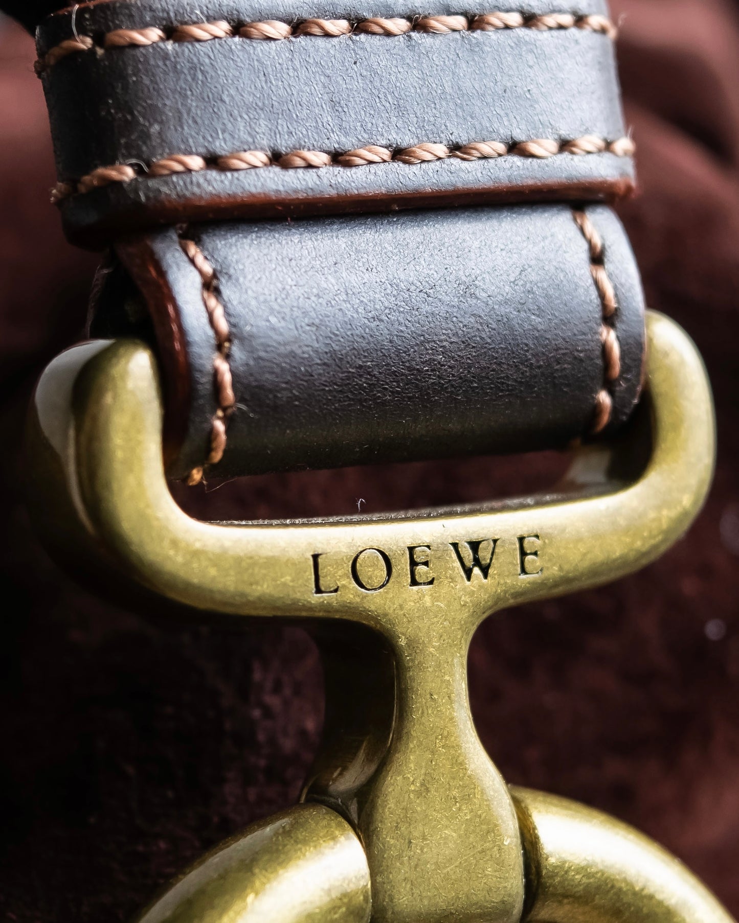 "LOEWE"  Leather suede design drawstring one shoulder bag