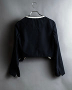 "LIMI feu" Cleric design inverted V-shaped hem short length jacket
