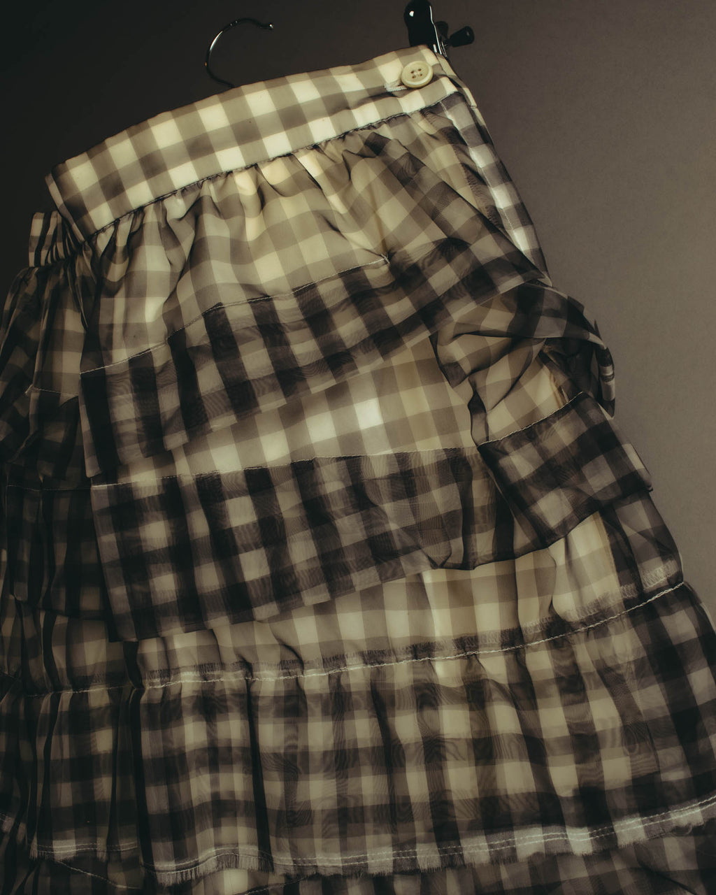-SPECIAL- "tricot COMME des GARÇONS" 07SS Gingham check sheer tiered ruffle skirt