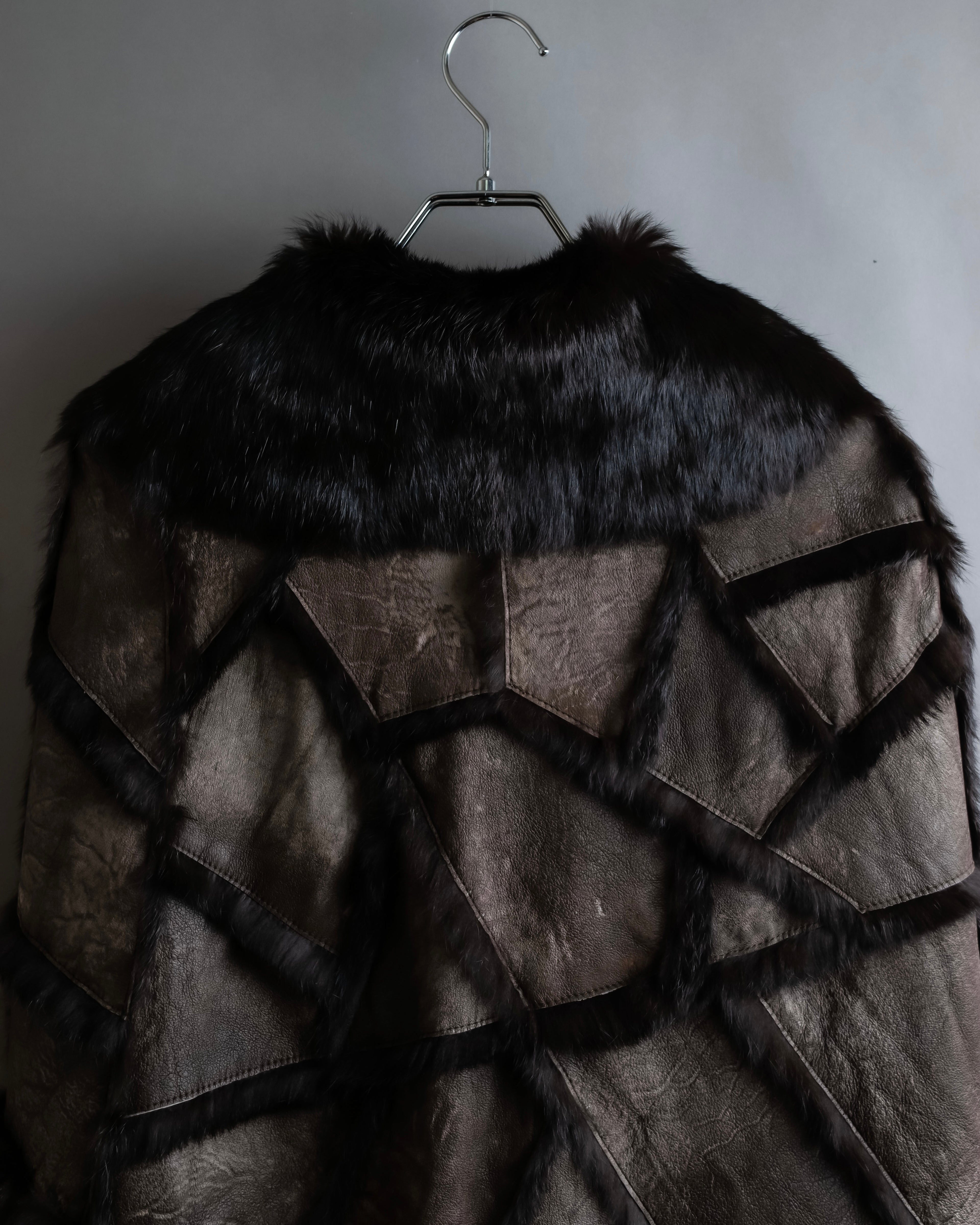 "GIVENCHY" Fur & leather used reversible short shawl collar jacket