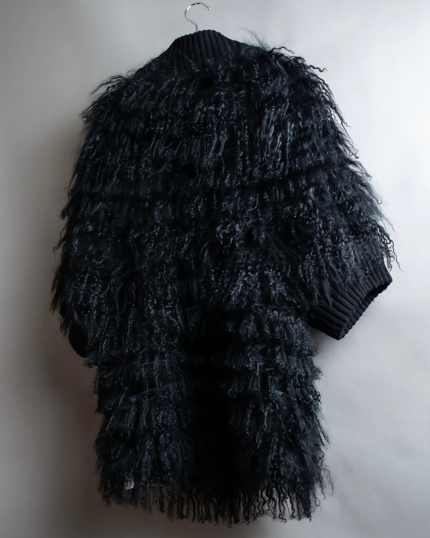 "EMPORIO ARMANI"  Fur fringe design cropped sleeve pullover