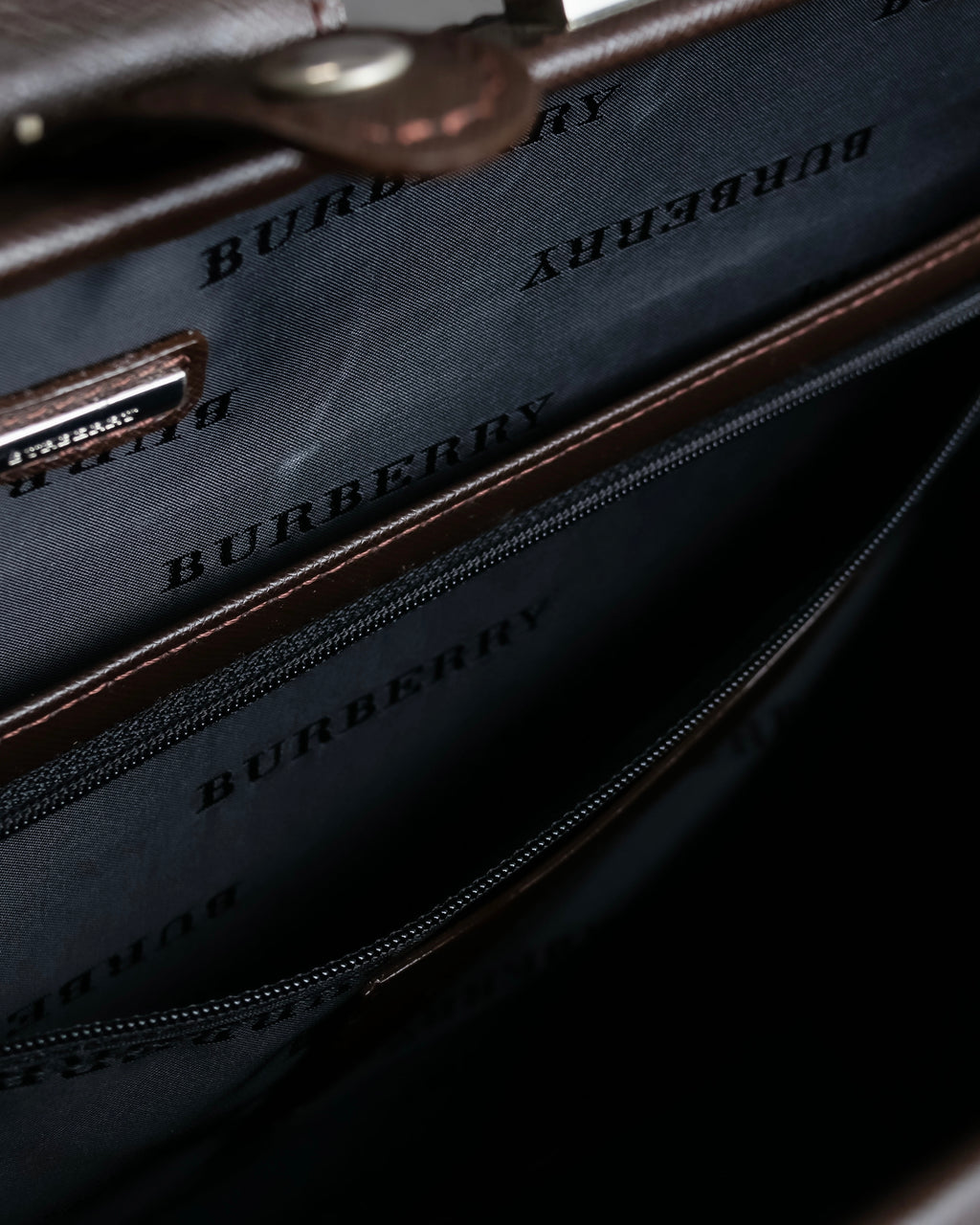 "BURBERRY" Metal belt design embossed PVC briefcase